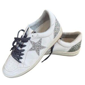 SHU SHOP PAZ White Glitter Star Sneakers 10 /Glitter and Shine